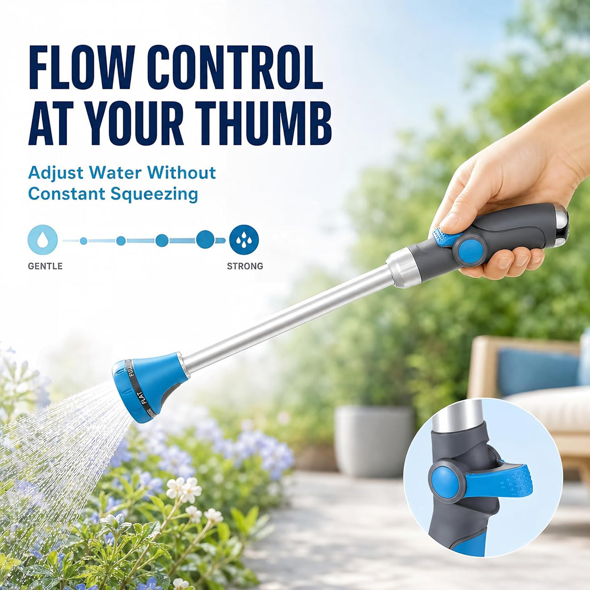 18 Inch Watering Wand for Garden Hose with 8 Spray Patterns