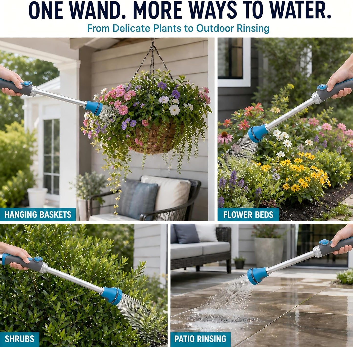 18 Inch Watering Wand for Garden Hose with 8 Spray Patterns