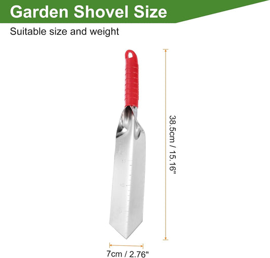 Garden Hand Shovel 15.2 x 2.7 Stainless Steel Trowel Garden Tool for Digging Planting Transplanting, Red