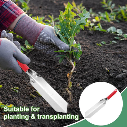 Garden Hand Shovel 15.2 x 2.7 Stainless Steel Trowel Garden Tool for Digging Planting Transplanting, Red