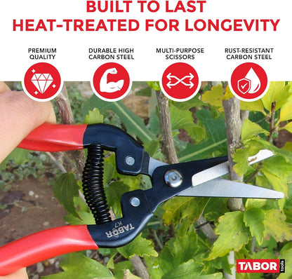 K7A Pruning Snips – 7,5" – Carbon Steel Flower Pruning Scissors for Gardening | Floral Snips and Pruners for Deadheading, Trimming & Harvesting Herbs, Flowers, Fruits or Vegetables