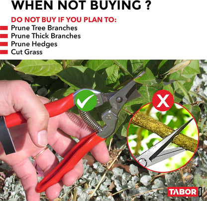 K7A Pruning Snips – 7,5" – Carbon Steel Flower Pruning Scissors for Gardening | Floral Snips and Pruners for Deadheading, Trimming & Harvesting Herbs, Flowers, Fruits or Vegetables