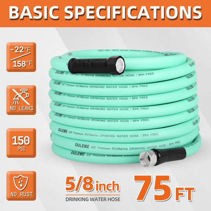 35FT RV Drinking Water Hose, 5/8'' Lead/BPA Free, Anti-Kink Flexible