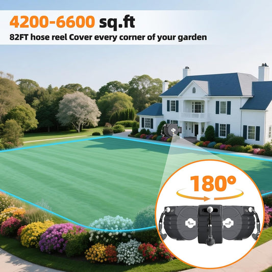 Retractable Hose Reel 1/2 in x65 ft,Auto Slow Rewind System