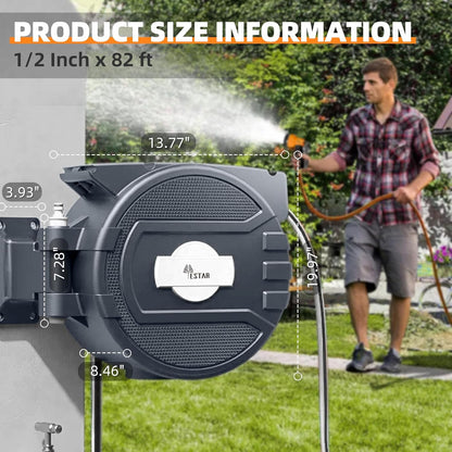 Retractable Hose Reel 1/2 in x65 ft,Auto Slow Rewind System
