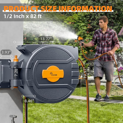 Retractable Hose Reel 1/2 in x65 ft,Auto Slow Rewind System