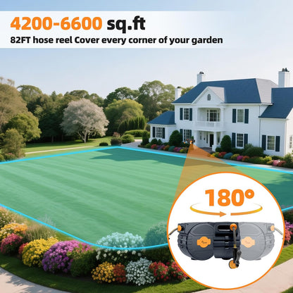 Retractable Hose Reel 1/2 in x65 ft,Auto Slow Rewind System