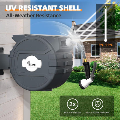 Retractable Hose Reel 1/2 in x65 ft,Auto Slow Rewind System