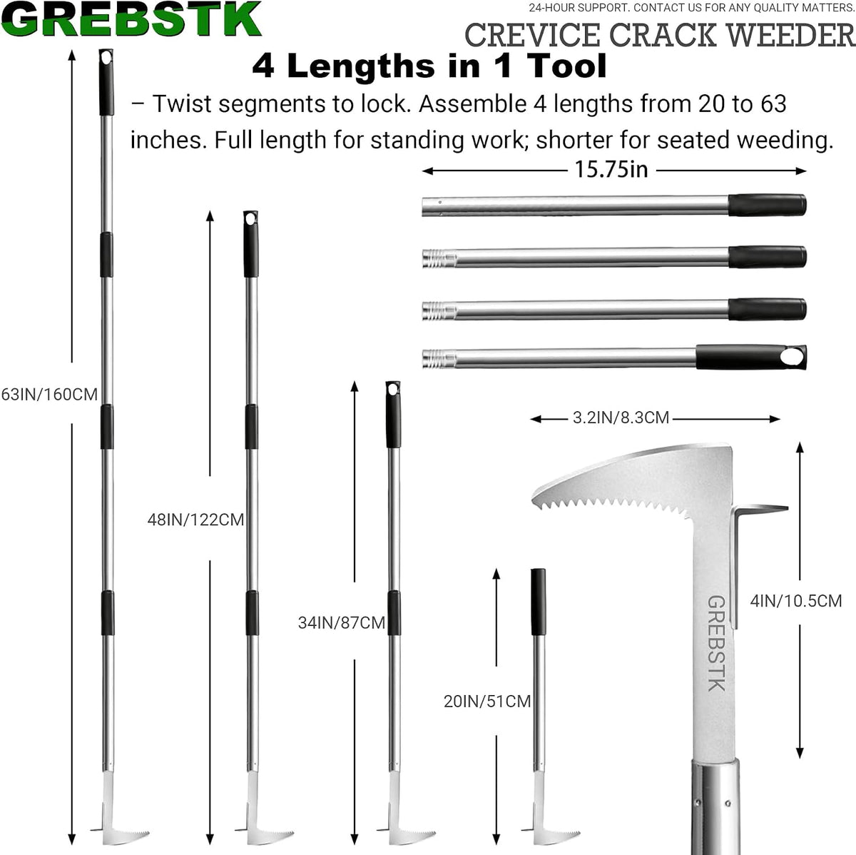 Crack Weeder Crevice Weeding Stainless Steel Tool Adjustable, 63 in
