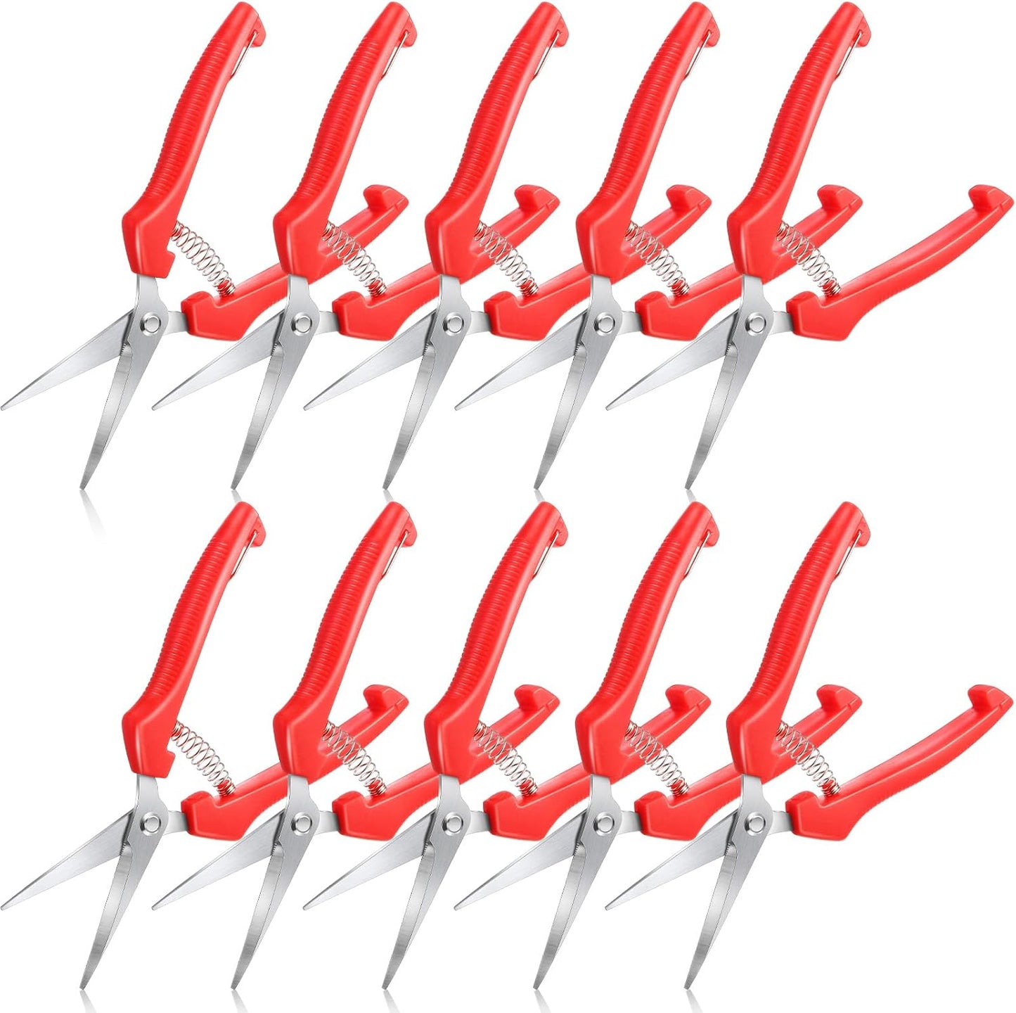10 Pcs Pruning Shears 7.2" Bud Trimming Scissors, Red