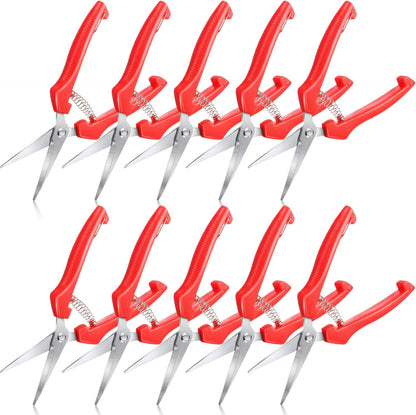 10 Pcs Pruning Shears 7.2" Bud Trimming Scissors, Red