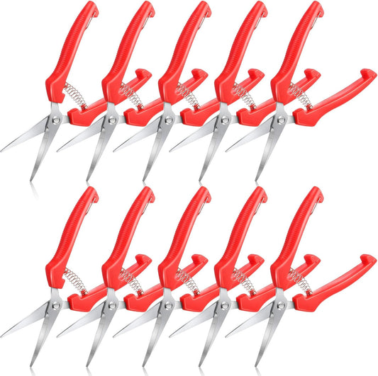 10 Pcs Pruning Shears 7.2" Bud Trimming Scissors, Red