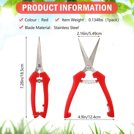 10 Pcs Pruning Shears 7.2" Bud Trimming Scissors, Red
