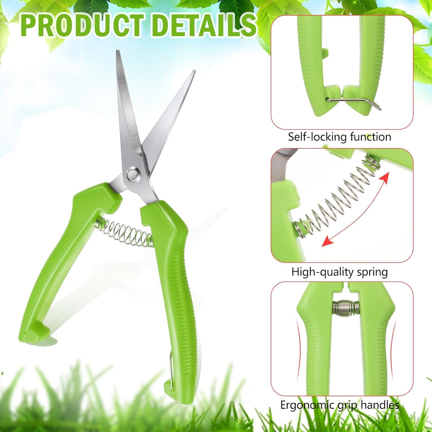 10 Pcs Pruning Shears 7.2" Bud Trimming Scissors, Red