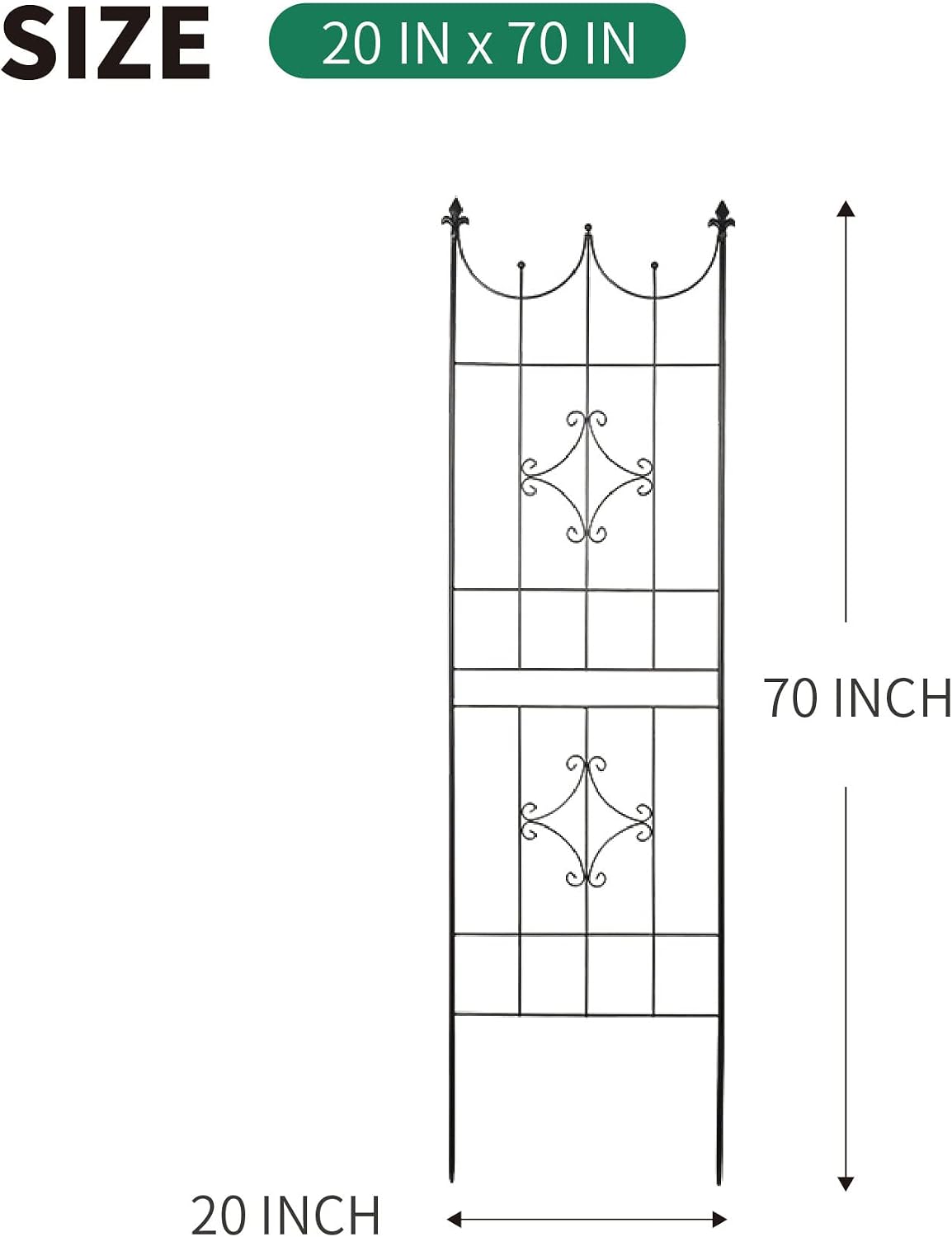 Garden Trellis 70” x 20” for Climbing Plants 6FT Metal Iron Wire Vine Flower Trellises for Outdoor Climbing Plants Support