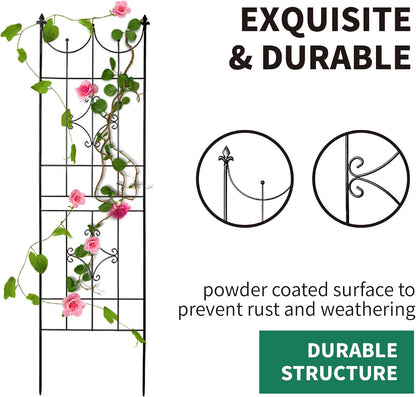 Garden Trellis 70” x 20” for Climbing Plants 6FT Metal Iron Wire Vine Flower Trellises for Outdoor Climbing Plants Support