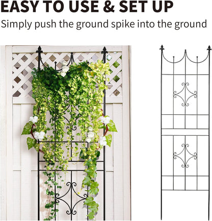 Garden Trellis 70” x 20” for Climbing Plants 6FT Metal Iron Wire Vine Flower Trellises for Outdoor Climbing Plants Support