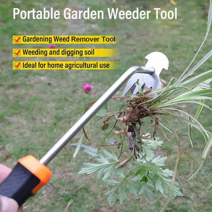 Weed Remover Tool,Portable Garden Weeder Tool,New Gardening Weeding Tools,for Garden Hand Tools for Vegetable Gardening Backyard Farm Planting & Uprooting Weeding Tool (Rubber Handle)