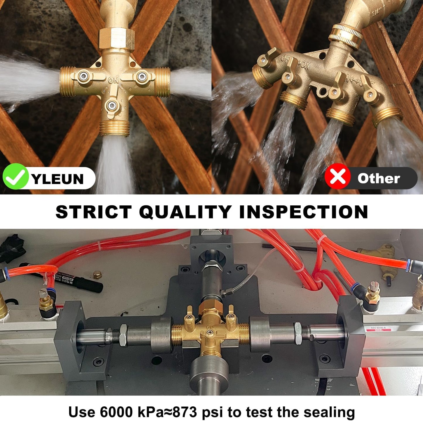 Garden Hose Splitter High Flow Splitter with Swivel elbow Connect Brass Hose Splitter with Shut Off Valves 3 way Hose Bib Adapter (with Swivel elbow)