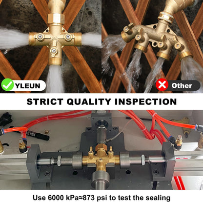 Garden Hose Splitter High Flow Splitter with Swivel elbow Connect Brass Hose Splitter with Shut Off Valves 3 way Hose Bib Adapter (with Swivel elbow)
