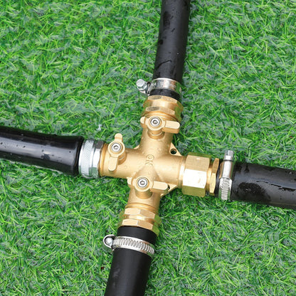 Garden Hose Splitter High Flow Splitter with Swivel elbow Connect Brass Hose Splitter with Shut Off Valves 3 way Hose Bib Adapter (with Swivel elbow)