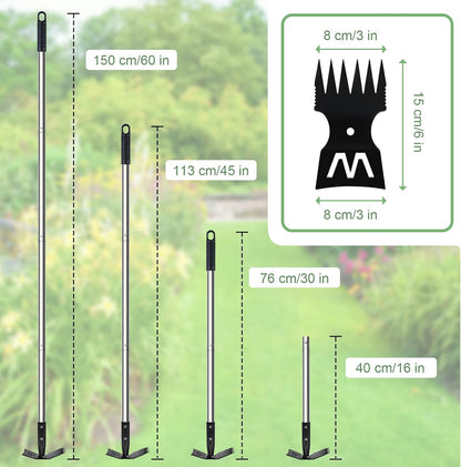 2 in 1 Weed Puller Tool with 60" Long Handle for Yard, Lawn, Patio, Garden