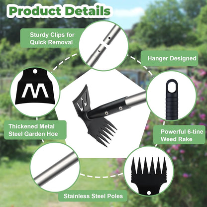 2 in 1 Weed Puller Tool with 60" Long Handle for Yard, Lawn, Patio, Garden
