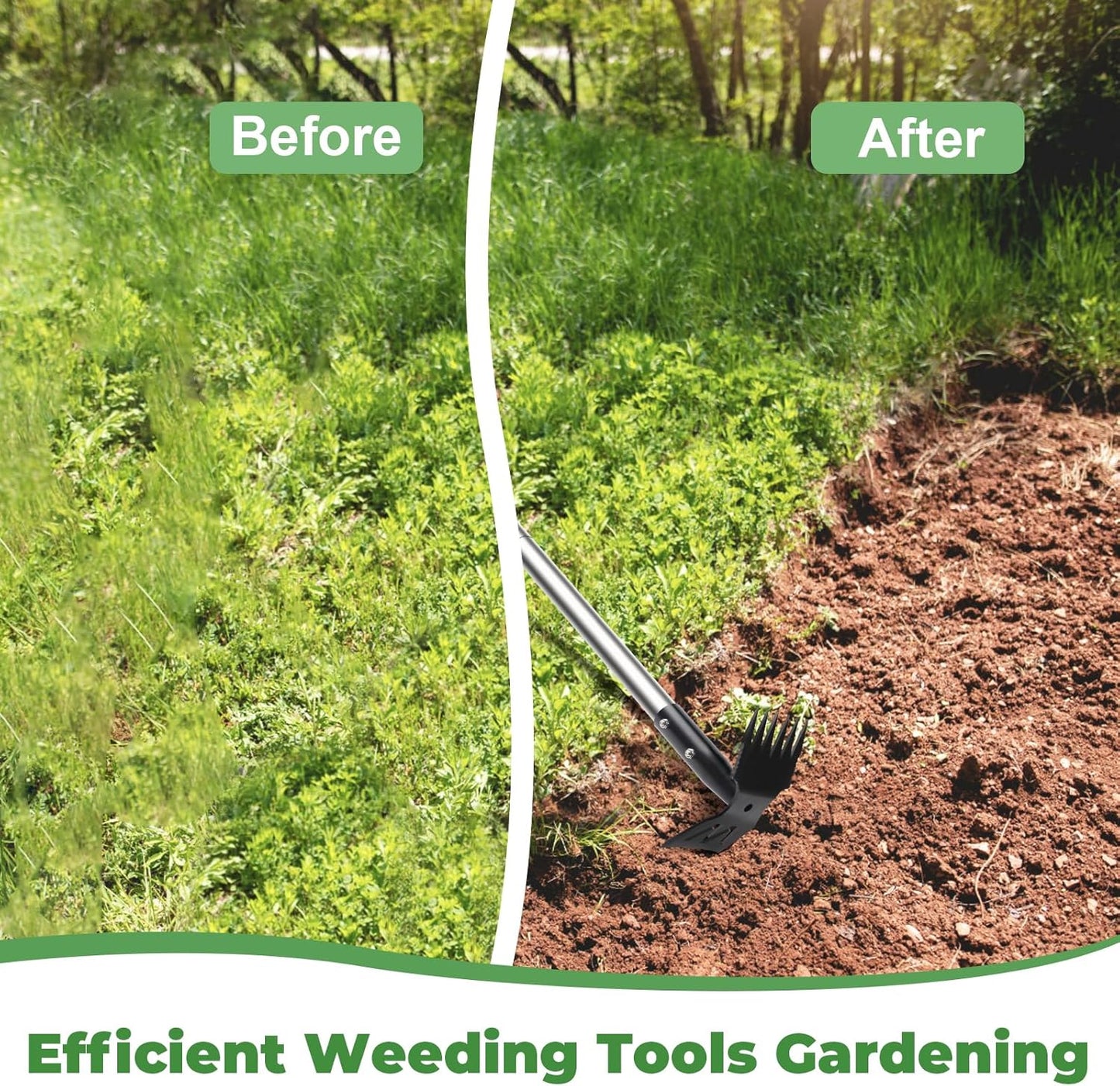 2 in 1 Weed Puller Tool with 60" Long Handle for Yard, Lawn, Patio, Garden