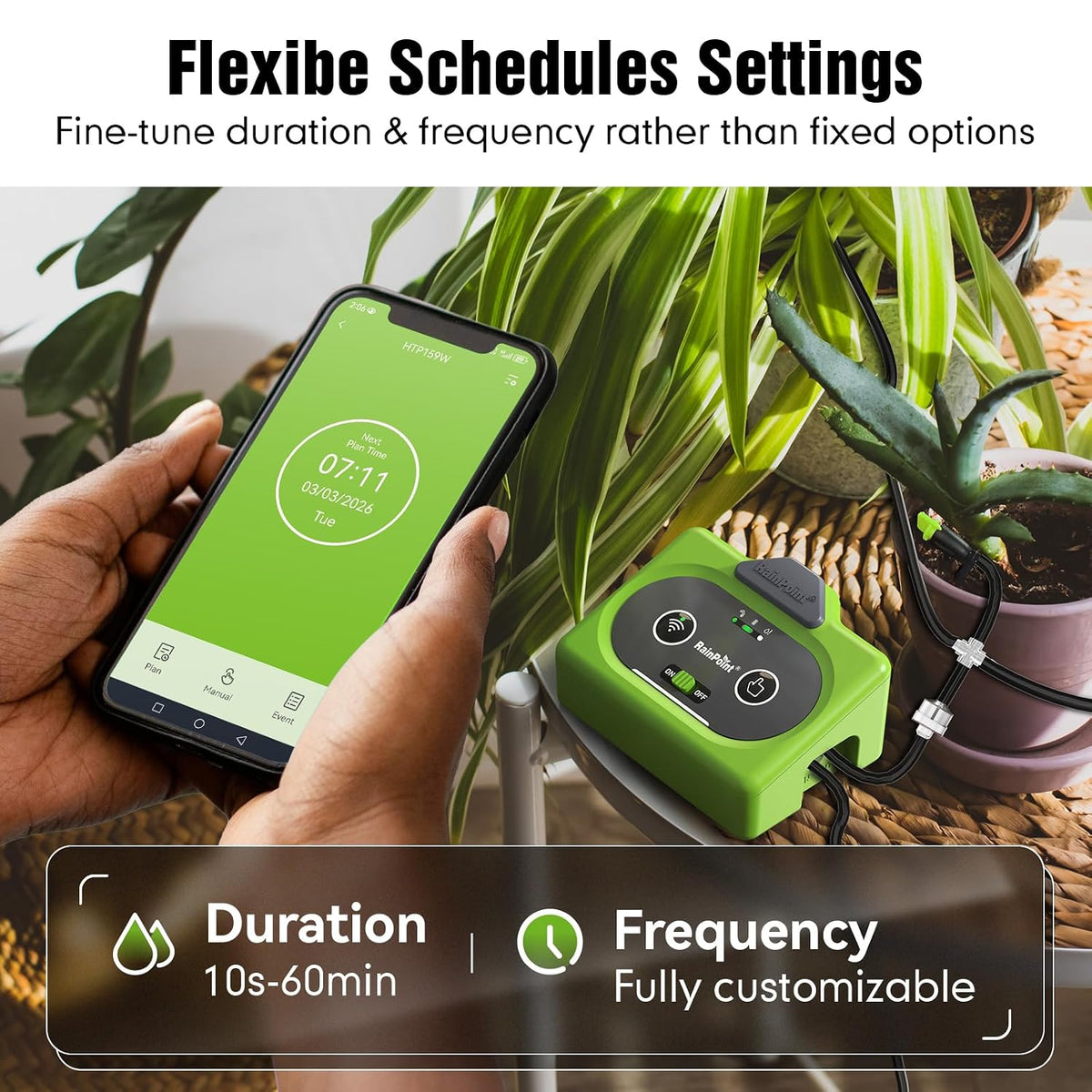 Easy-Setup Automatic Plant Waterer Indoor for Pot Plant Adjustable Water Output,Battery Powered Outdoor IP54 Waterproof Drip Irrigation System Device Kit Beginner-Friendly Water 10-15 Plants