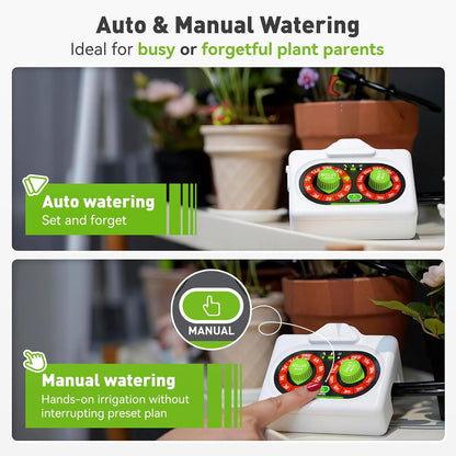 Easy-Setup Automatic Plant Waterer Indoor for Pot Plant Adjustable Water Output,Battery Powered Outdoor IP54 Waterproof Drip Irrigation System Device Kit Beginner-Friendly Water 10-15 Plants
