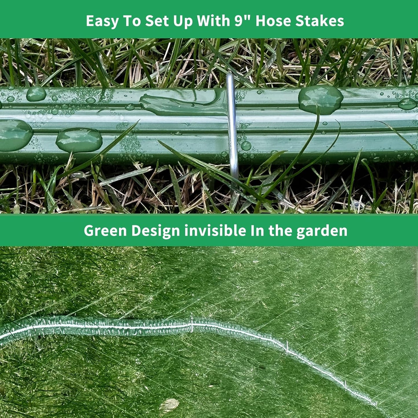2026 Sprinkler Hose & Soaker Hose for Yard - 100 FT Reinforced Flat Garden Hose with Holes, Heavy Duty No-Kink Lawn Irrigation Hose (Includes Stakes, High Pressure Spray)