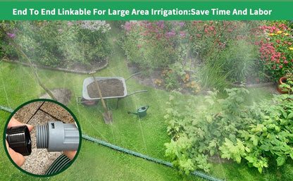 2026 Sprinkler Hose & Soaker Hose for Yard - 100 FT Reinforced Flat Garden Hose with Holes, Heavy Duty No-Kink Lawn Irrigation Hose (Includes Stakes, High Pressure Spray)