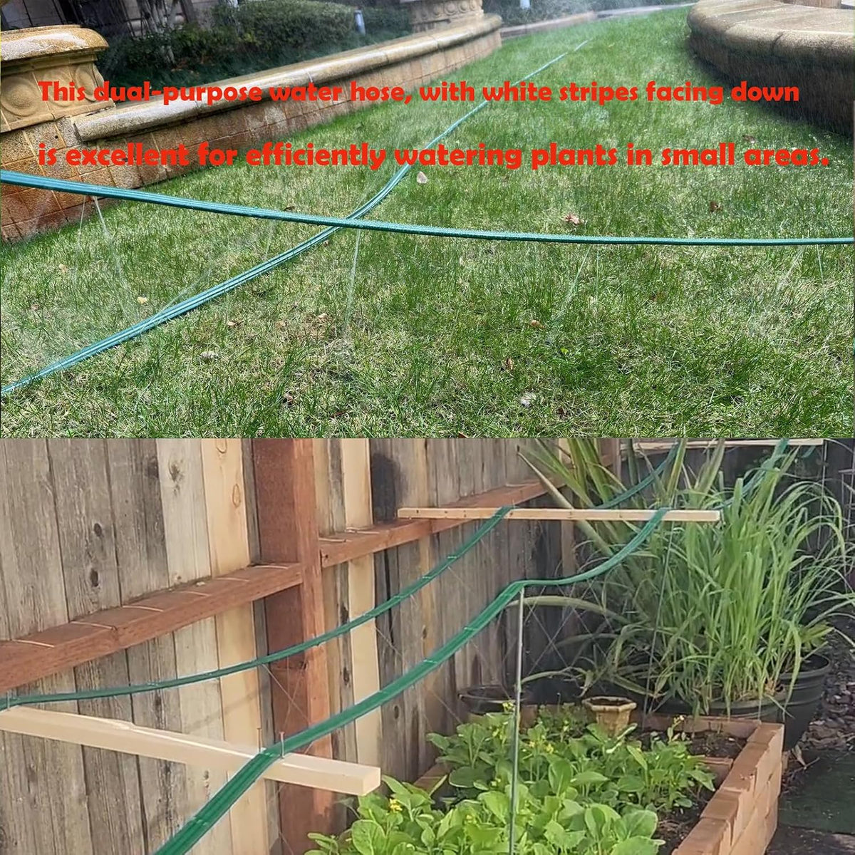2026 Sprinkler Hose & Soaker Hose for Yard - 100 FT Reinforced Flat Garden Hose with Holes, Heavy Duty No-Kink Lawn Irrigation Hose (Includes Stakes, High Pressure Spray)