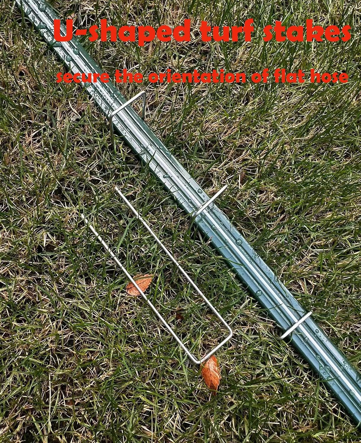 2026 Sprinkler Hose & Soaker Hose for Yard - 100 FT Reinforced Flat Garden Hose with Holes, Heavy Duty No-Kink Lawn Irrigation Hose (Includes Stakes, High Pressure Spray)