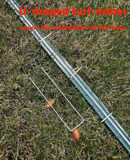 2026 Sprinkler Hose & Soaker Hose for Yard - 100 FT Reinforced Flat Garden Hose with Holes, Heavy Duty No-Kink Lawn Irrigation Hose (Includes Stakes, High Pressure Spray)