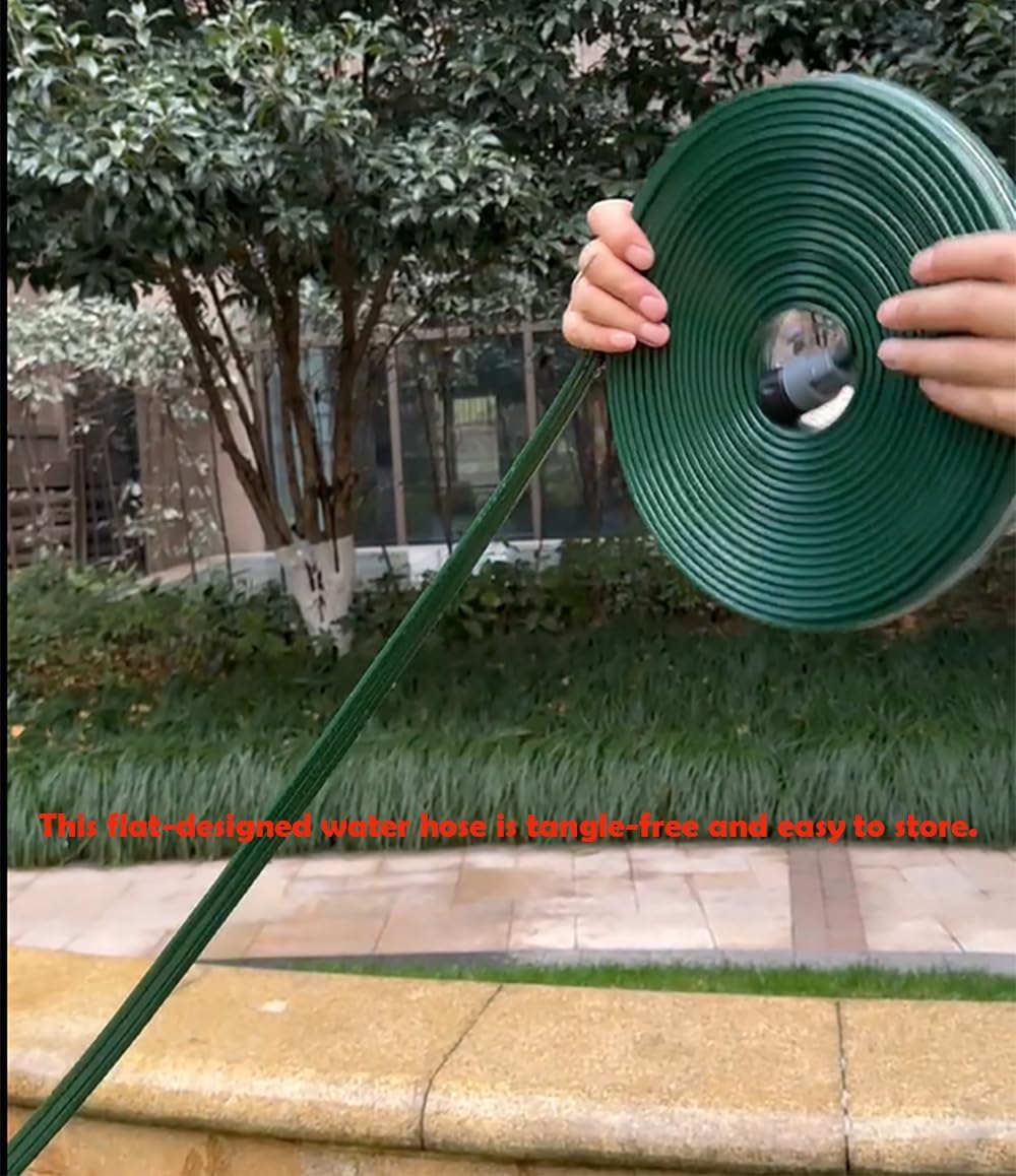 2026 Sprinkler Hose & Soaker Hose for Yard - 100 FT Reinforced Flat Garden Hose with Holes, Heavy Duty No-Kink Lawn Irrigation Hose (Includes Stakes, High Pressure Spray)
