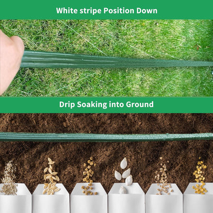 2026 Sprinkler Hose & Soaker Hose for Yard - 100 FT Reinforced Flat Garden Hose with Holes, Heavy Duty No-Kink Lawn Irrigation Hose (Includes Stakes, High Pressure Spray)