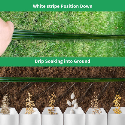 2026 Sprinkler Hose & Soaker Hose for Yard - 100 FT Reinforced Flat Garden Hose with Holes, Heavy Duty No-Kink Lawn Irrigation Hose (Includes Stakes, High Pressure Spray)