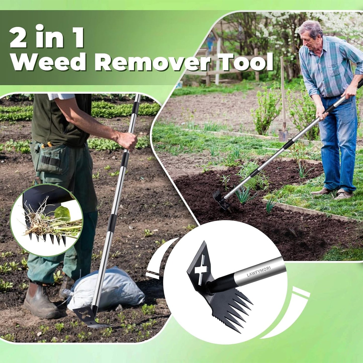 Weed Puller Tool with Long Handle, 60" Garden Weeding Tool