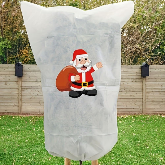 Christmas-Patterned plant covers freeze protection 4 pack for winter with Drawstring, Size 24x32 inches, 2.5 oz Frost-Resistant Fabric frost blankets for outdoor plants