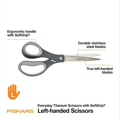 8" Non-Stick Titanium SoftGrip All Purpose Scissors for Office