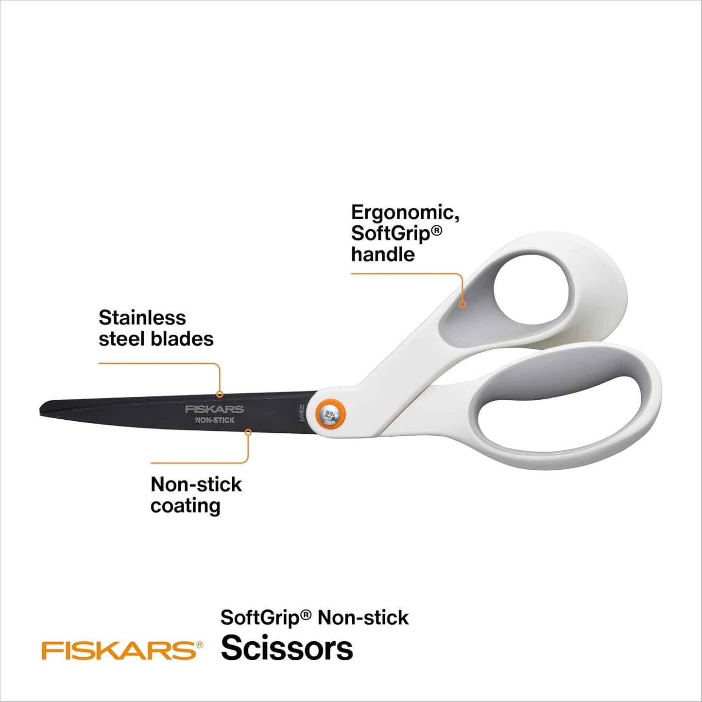 8" Non-Stick Titanium SoftGrip All Purpose Scissors for Office