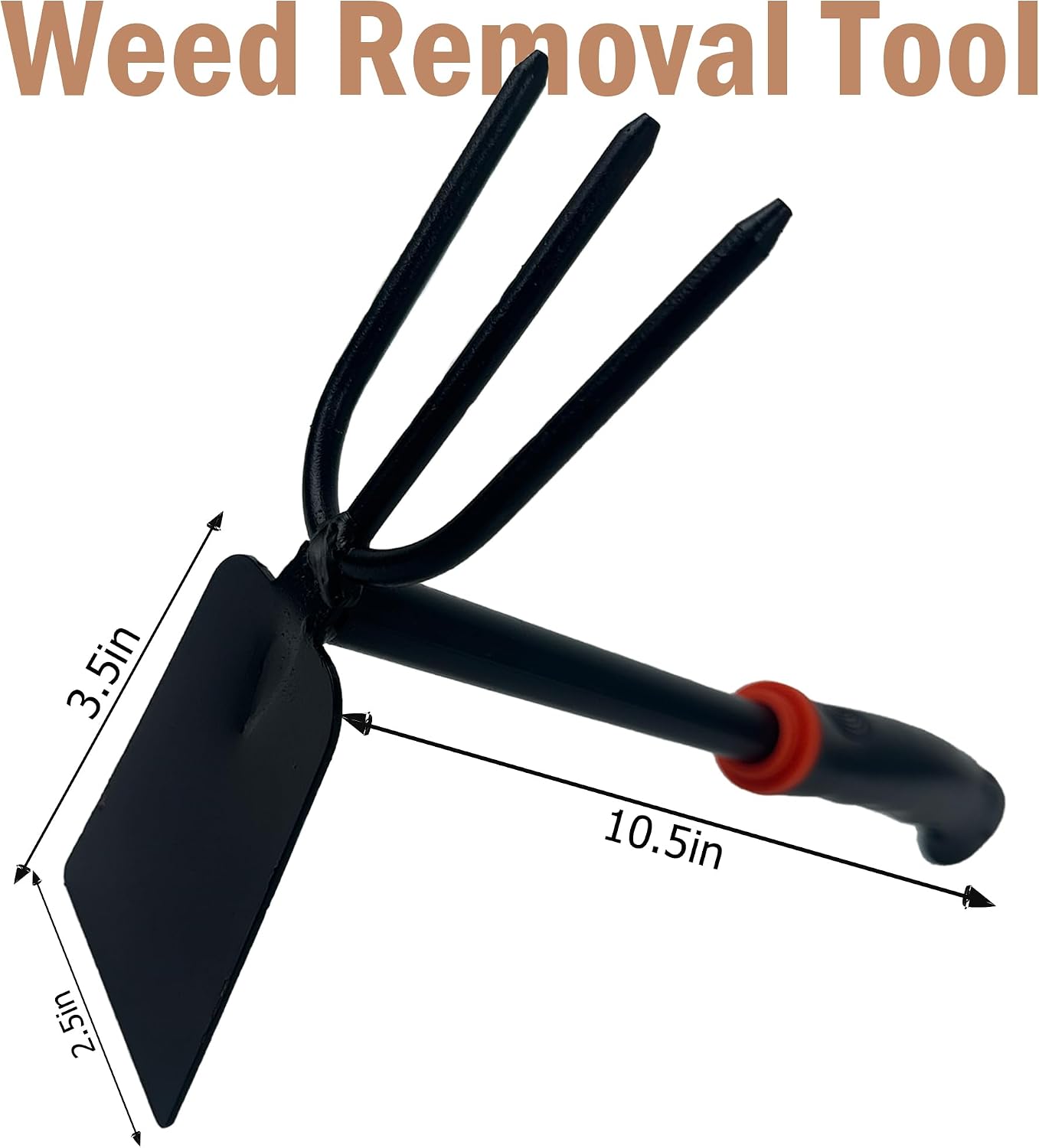 Small Hand Rake, Stainless Head and Tines, Gardening Hand Tool with Ergonomic Handle and Hanging Hole for Storage for Maintaining Raised Garden Beds