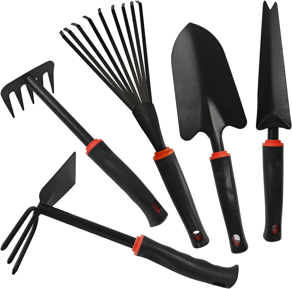 Small Hand Rake, Stainless Head and Tines, Gardening Hand Tool with Ergonomic Handle and Hanging Hole for Storage for Maintaining Raised Garden Beds