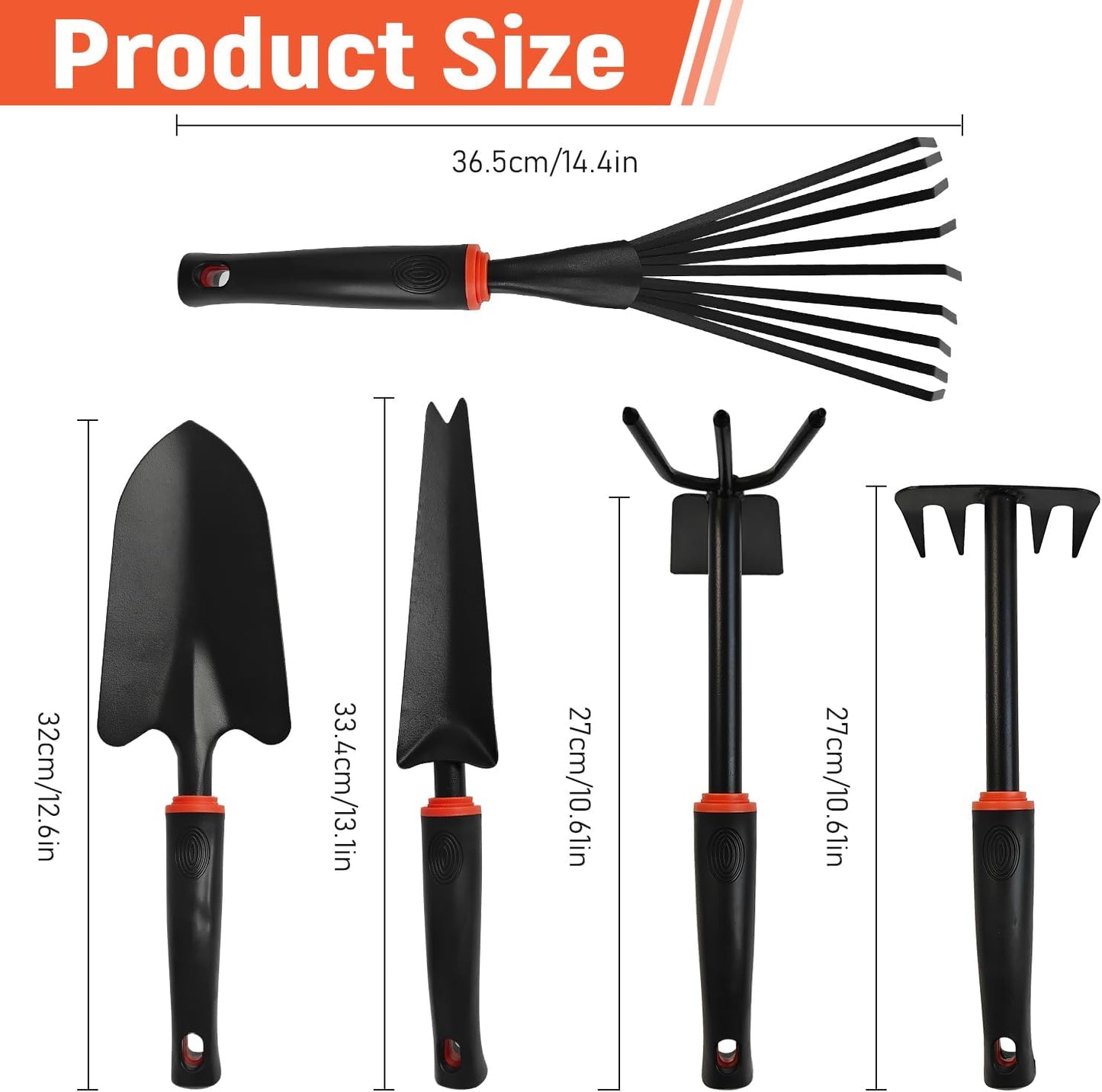 Small Hand Rake, Stainless Head and Tines, Gardening Hand Tool with Ergonomic Handle and Hanging Hole for Storage for Maintaining Raised Garden Beds