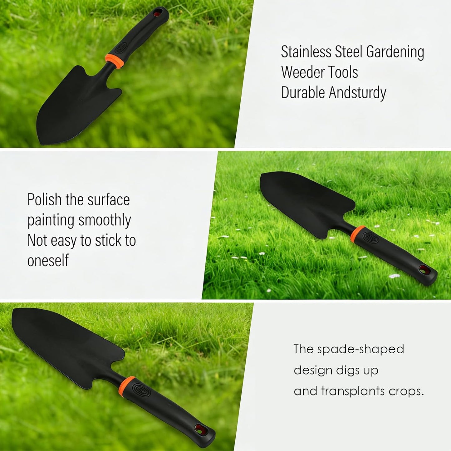 Small Hand Rake, Stainless Head and Tines, Gardening Hand Tool with Ergonomic Handle and Hanging Hole for Storage for Maintaining Raised Garden Beds