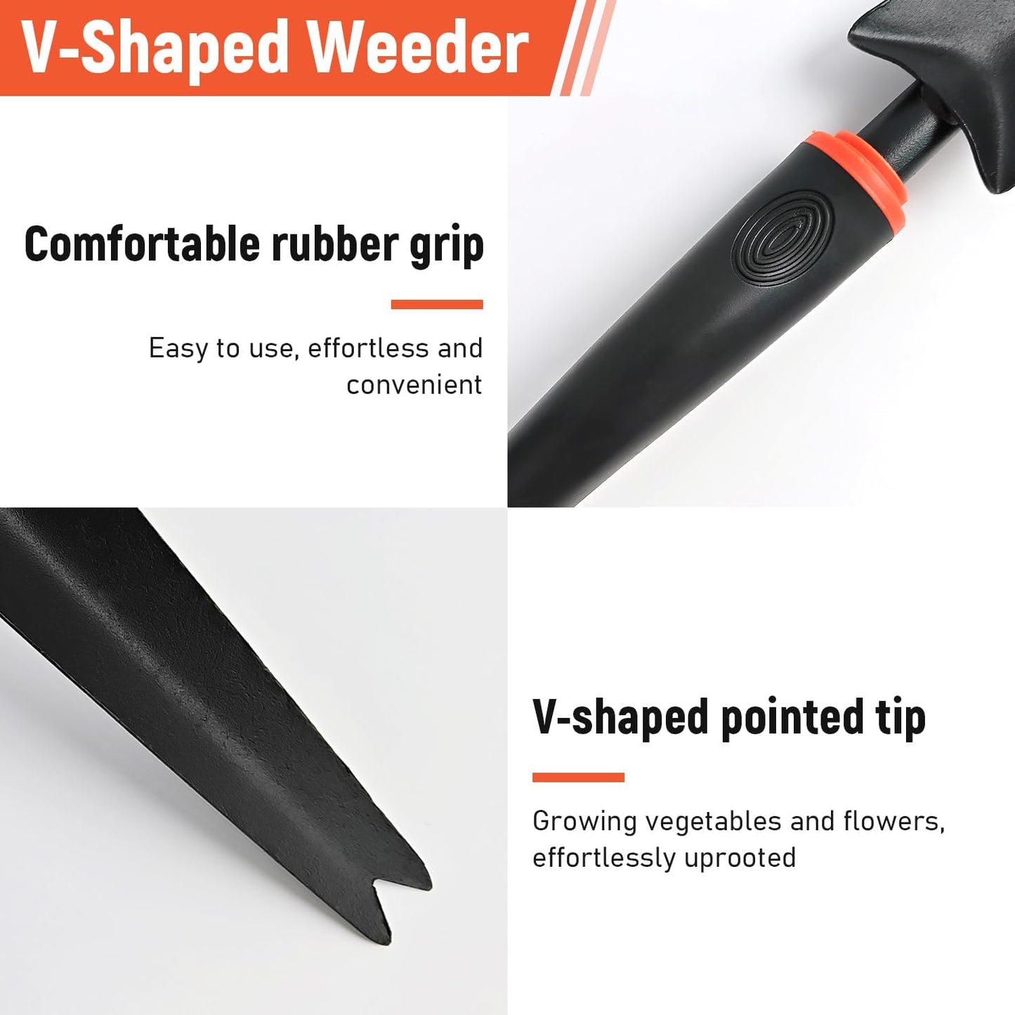 Small Hand Rake, Stainless Head and Tines, Gardening Hand Tool with Ergonomic Handle and Hanging Hole for Storage for Maintaining Raised Garden Beds