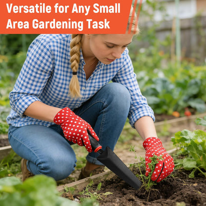 Small Hand Rake, Stainless Head and Tines, Gardening Hand Tool with Ergonomic Handle and Hanging Hole for Storage for Maintaining Raised Garden Beds