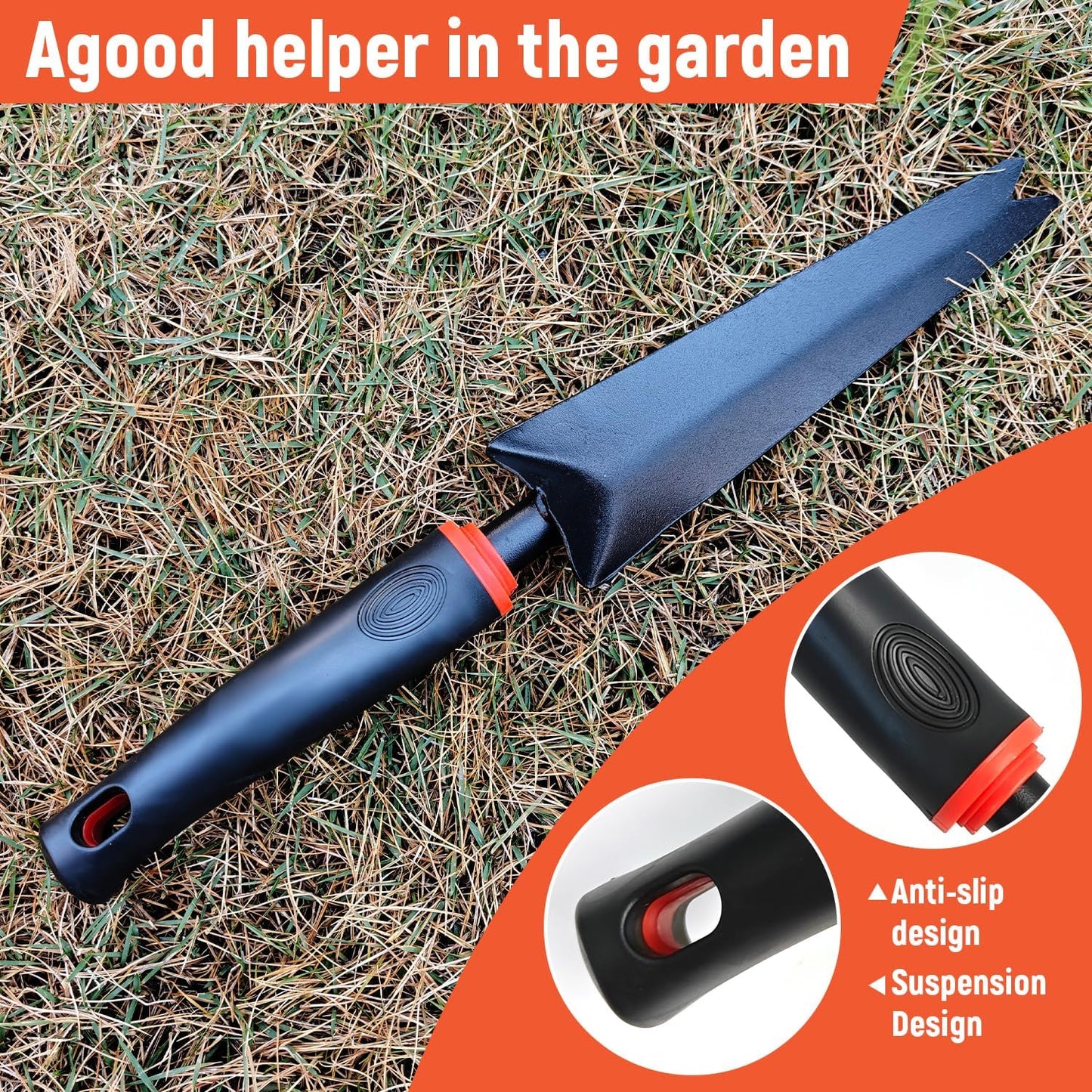 Small Hand Rake, Stainless Head and Tines, Gardening Hand Tool with Ergonomic Handle and Hanging Hole for Storage for Maintaining Raised Garden Beds