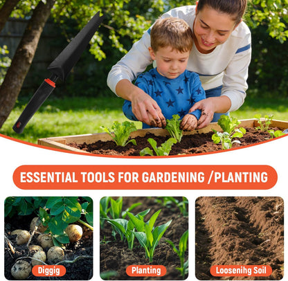 Small Hand Rake, Stainless Head and Tines, Gardening Hand Tool with Ergonomic Handle and Hanging Hole for Storage for Maintaining Raised Garden Beds